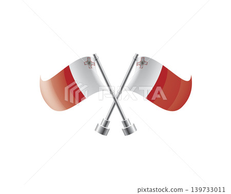 Scalable illustration capturing prideful display of Malta national banners 139733011