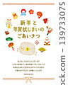 Watercolor-style New Year's card design for 2027 (Year of the Sheep): Cute sheep illustration for auspicious occasions. 139733075