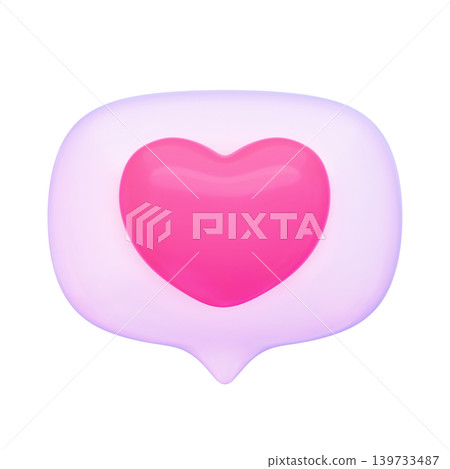 Puffy 3D emoji-style icon: speech bubble heart Puffy 3D emoji-style icon: speech bubble heart 139733487