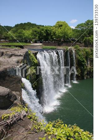 Harajiri Falls in May, surrounded by fresh greenery. Harajiri Falls in May, surrounded by fresh greenery. 139733530