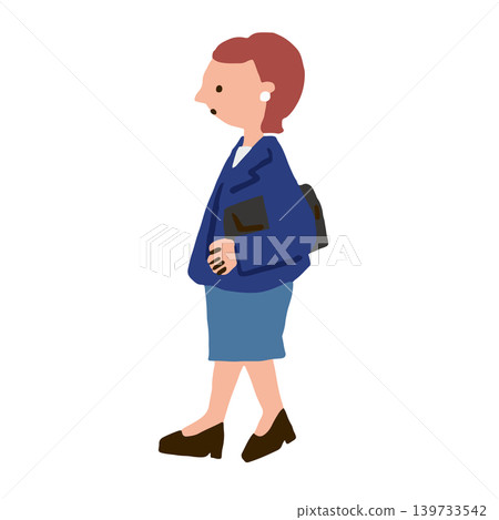 一位穿著職業套裝的女士正在通勤上班的插圖。 一位穿著職業套裝的女士正在通勤上班的插圖。 139733542