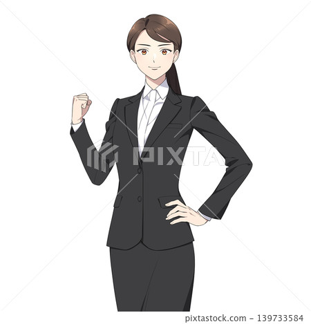 一位職業婦女的插圖，她直視鏡頭（擺出勝利姿勢）。 139733584