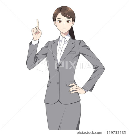 一位職業婦女直視鏡頭(指著鏡頭)的插圖。 一位職業婦女直視鏡頭(指著鏡頭)的插圖。 139733585
