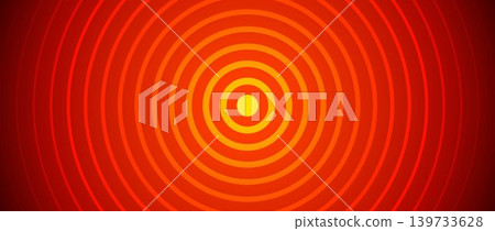 Hot red concentric circle background. Expanding waves with epicenter. Radial sound signal or vibration backdrop. Vector burn red ripple gradient wallpaper. Target symbol, radar or sonar icon concept Hot red concentric circle background. Expanding waves with epicenter. Radial sound signal or vibration backdrop. Vector burn red ripple gradient wallpaper. Target symbol, radar or sonar icon concept 139733628