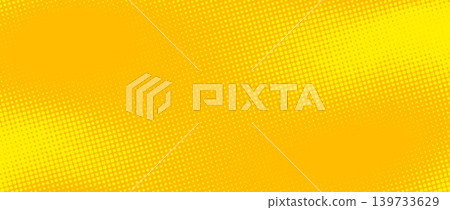 Yellow orange halftone background. Retro comic gradient pattern. Bright hot pixelated dotted texture overlay. Cartoon pop art faded grain backdrop for poster, banner, advertisement, brochure. Vector 139733629