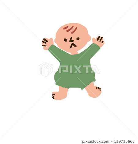 一幅嬰兒擺出不高興表情的插圖。 一幅嬰兒擺出不高興表情的插圖。 139733665