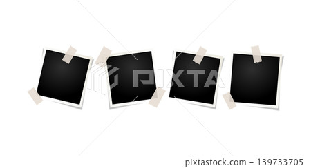 Collage of realistic vector photo frames template on transparent background Collage of realistic vector photo frames template on transparent background 139733705