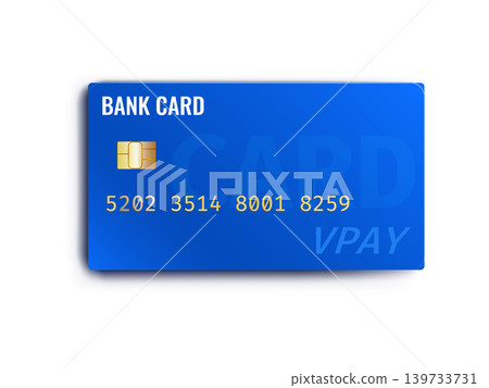 Credit card mockup. Bank card with Golden and Blue color design. Plastic bank credit card Credit card mockup. Bank card with Golden and Blue color design. Plastic bank credit card 139733731