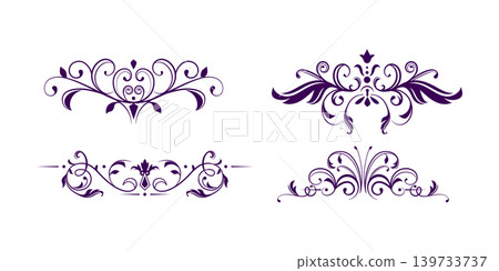 Decorative wedding ornamental elements set Decorative wedding ornamental elements set 139733737
