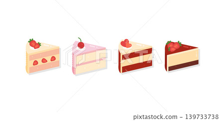 Delicious cake slices collection flat style Delicious cake slices collection flat style 139733738