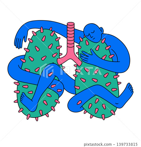 Person Hugging Virus-Infected Lungs Person Hugging Virus-Infected Lungs 139733815