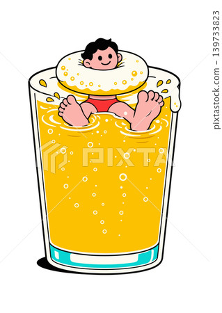 Man Relaxing in a Beer Glass Man Relaxing in a Beer Glass 139733823