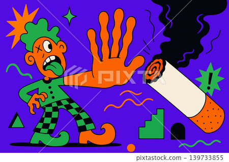Cartoon Character Rejecting Cigarette 139733855