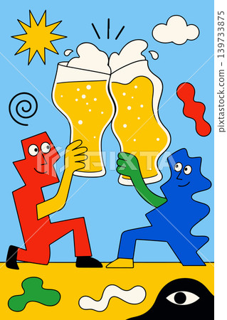 Cartoon Toast with Beer Cartoon Toast with Beer 139733875