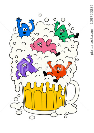 Cartoon Characters in a Beer Mug Cartoon Characters in a Beer Mug 139733885
