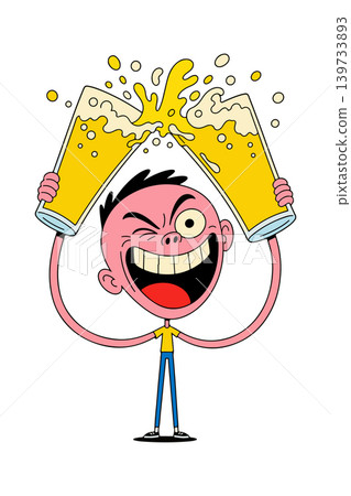 Cartoon Man Toasting with Beer 139733893