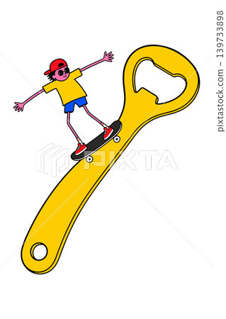 Skateboarder on a Bottle Opener 139733898