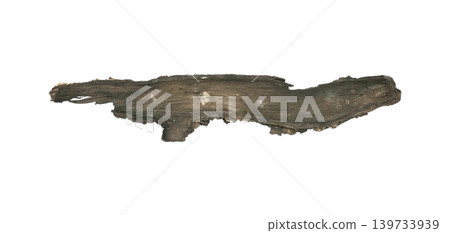 Piece of old rotten wood bark isolated on white background 139733939
