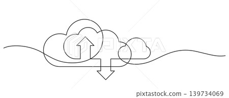 cloud computing technology synchronize one line drawing continuous minimalist cloud computing technology synchronize one line drawing continuous minimalist 139734069