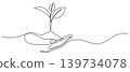 little tree hand holding one line drawing continuous minimal 139734078