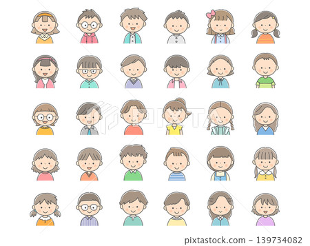 Smiling child face icon set 139734082