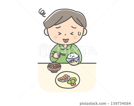 一幅插圖,描繪了一個因為味覺過於靈敏而進食困難的男孩。 一幅插圖,描繪了一個因為味覺過於靈敏而進食困難的男孩。 139734084