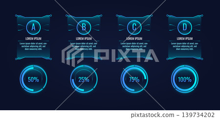 HUD elements mega set. Dashboard display virtual reality technology screen 139734202