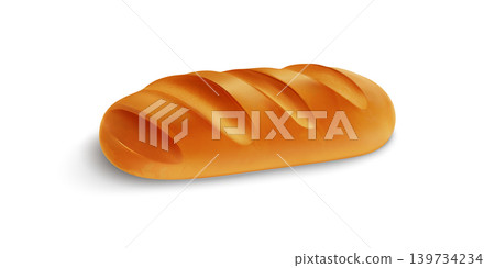 Long loaf bread 3d render on transparent background 139734234