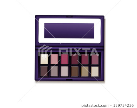 Make up colorful eyeshadow palettes on close up view illustration 139734236