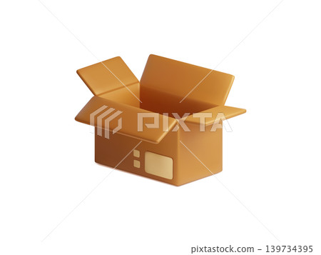 Open 3d carboard parcel box package brown and white for warehouse carton illustration Open 3d carboard parcel box package brown and white for warehouse carton illustration 139734395