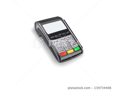 Payment terminal machine credit cards. Wireless readers purches machine 3d rendering Payment terminal machine credit cards. Wireless readers purches machine 3d rendering 139734406