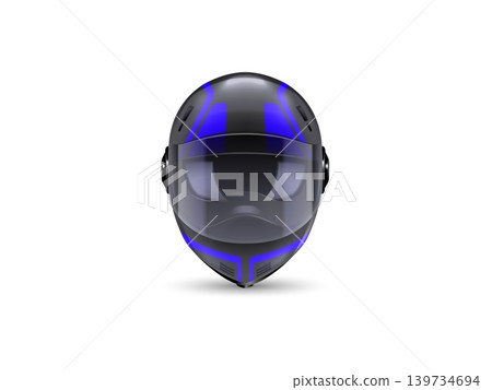 Realistic helmet motorbike front view 3d realistic illustration Realistic helmet motorbike front view 3d realistic illustration 139734694