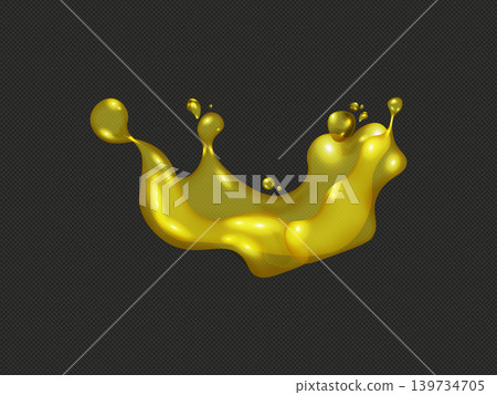 Realistic oil splash golden color on transparent background Realistic oil splash golden color on transparent background 139734705
