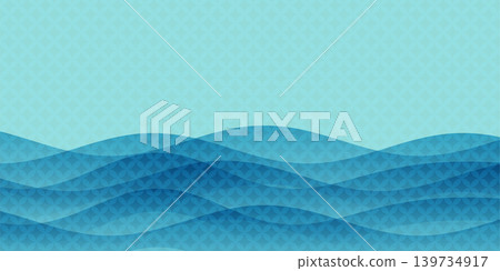 Abstract background with a blue, Japanese-style wave pattern. Abstract background with a blue, Japanese-style wave pattern. 139734917