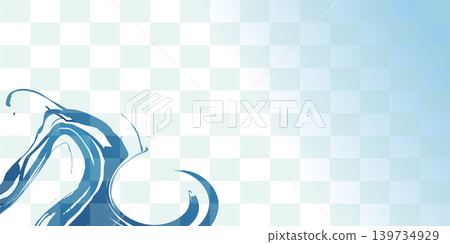 Japanese-style background with blue abstract waves and a checkered pattern. Japanese-style background with blue abstract waves and a checkered pattern. 139734929
