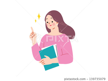 Illustration of a woman holding documents and explaining something. Illustration of a woman holding documents and explaining something. 139735079