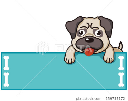 A frame featuring a pug peeking out! A sign illustration perfect for headlines and banners. A frame featuring a pug peeking out! A sign illustration perfect for headlines and banners. 139735172
