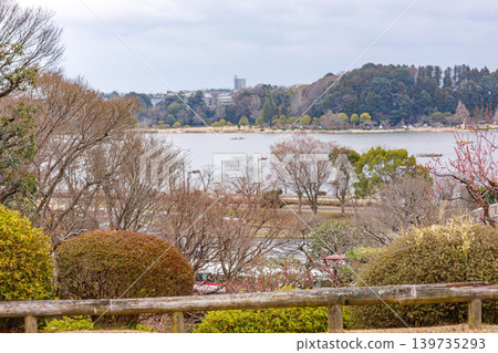 從偕樂園山頂眺望千波湖。 從偕樂園山頂眺望千波湖。 139735293