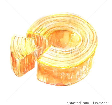 Watercolor illustration of Baumkuchen Watercolor illustration of Baumkuchen 139735338