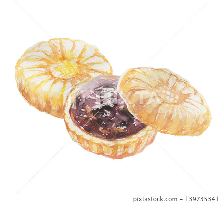 Watercolor illustration of monaka Watercolor illustration of monaka 139735341