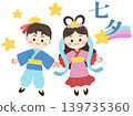 七夕節中織姬和牛郎的圖標插圖 139735360