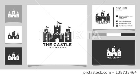 Vector illustration of castle logo design emblem, palace, fortress Vector illustration of castle logo design emblem, palace, fortress 139735464