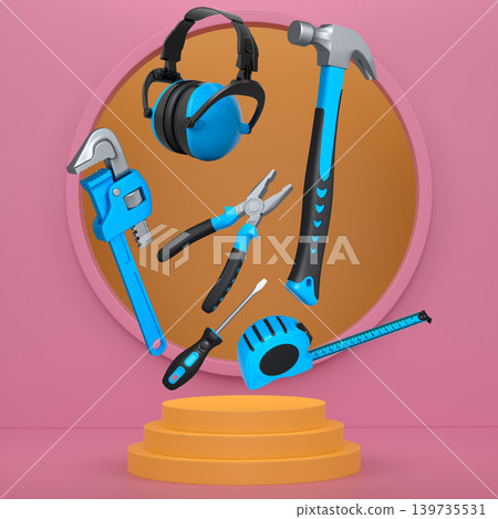 Abstract scene or podium for product showcase on monochrome background. Abstract scene or podium for product showcase on monochrome background. 139735531