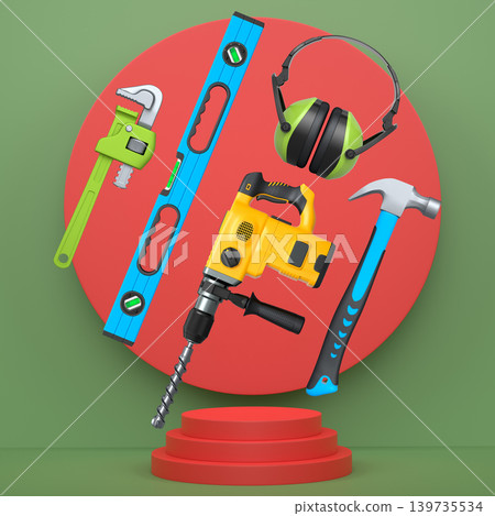 Abstract scene or podium for product showcase on monochrome background. 139735534