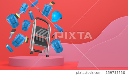 Abstract scene or podium for product showcase on monochrome background. Abstract scene or podium for product showcase on monochrome background. 139735538