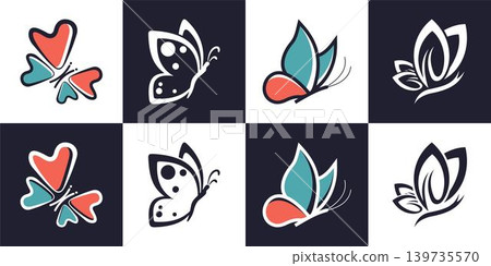 Set of Butterfly vector logo design illustration 139735570
