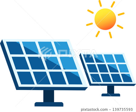 Solar Panel Array with Sunny Sky for Renewable Energy and Power Generation Solar Panel Array with Sunny Sky for Renewable Energy and Power Generation 139735593