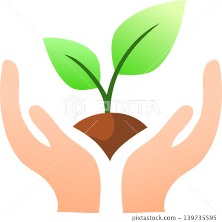 Environmental Conservation Concept Illustration with Hands Supporting a Young Plant Environmental Conservation Concept Illustration with Hands Supporting a Young Plant 139735595