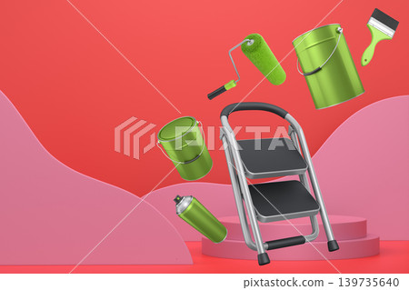 Abstract scene or podium for product showcase on monochrome background. Abstract scene or podium for product showcase on monochrome background. 139735640