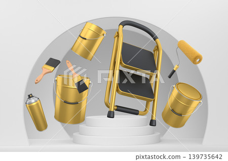 Abstract scene or podium for product showcase on monochrome background. Abstract scene or podium for product showcase on monochrome background. 139735642